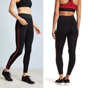 KORAL Tone High Rise Legging Black Scarlett Pants Hi Red Stripe Side. Size M